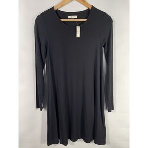 NWT Madewell Women's XXS Black Stretchy Soft Long Sleeve Dress